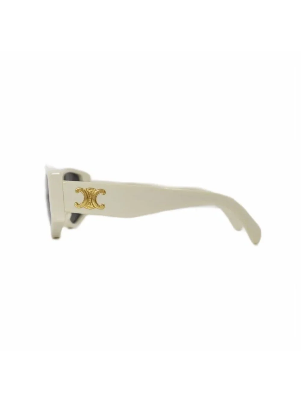 Celine Sunglasses Rectangle Frame Triomphe Logo Gold White Eyewear